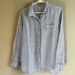 LLBean Striped 100% Linen Ladies Shirt